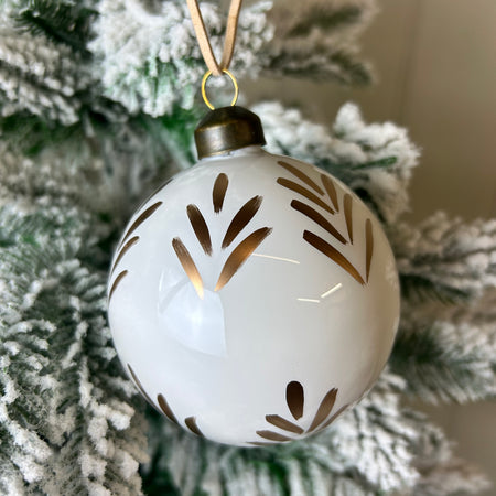 Gold vine petal leaf hand painted hanging bauble Kemble 9cm