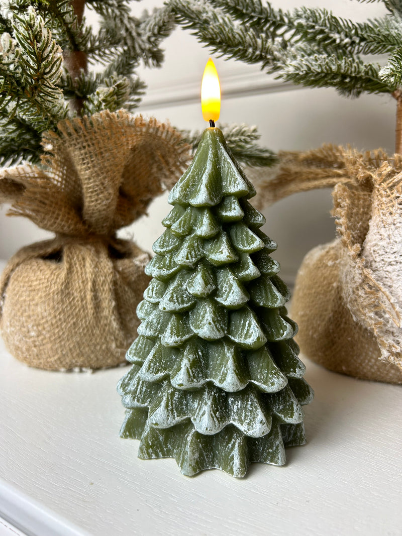 Green LED tree candle 2 sizes
