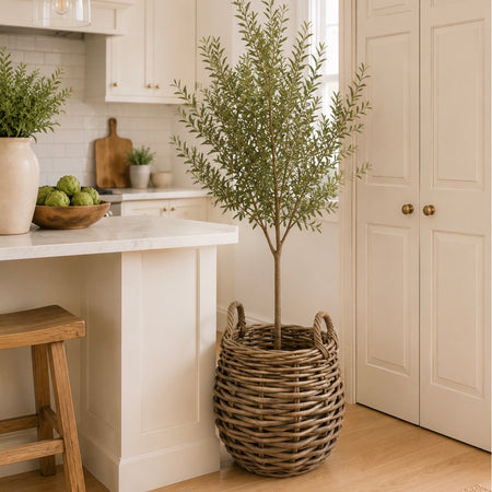 Bulbous chunky round thick weave basket