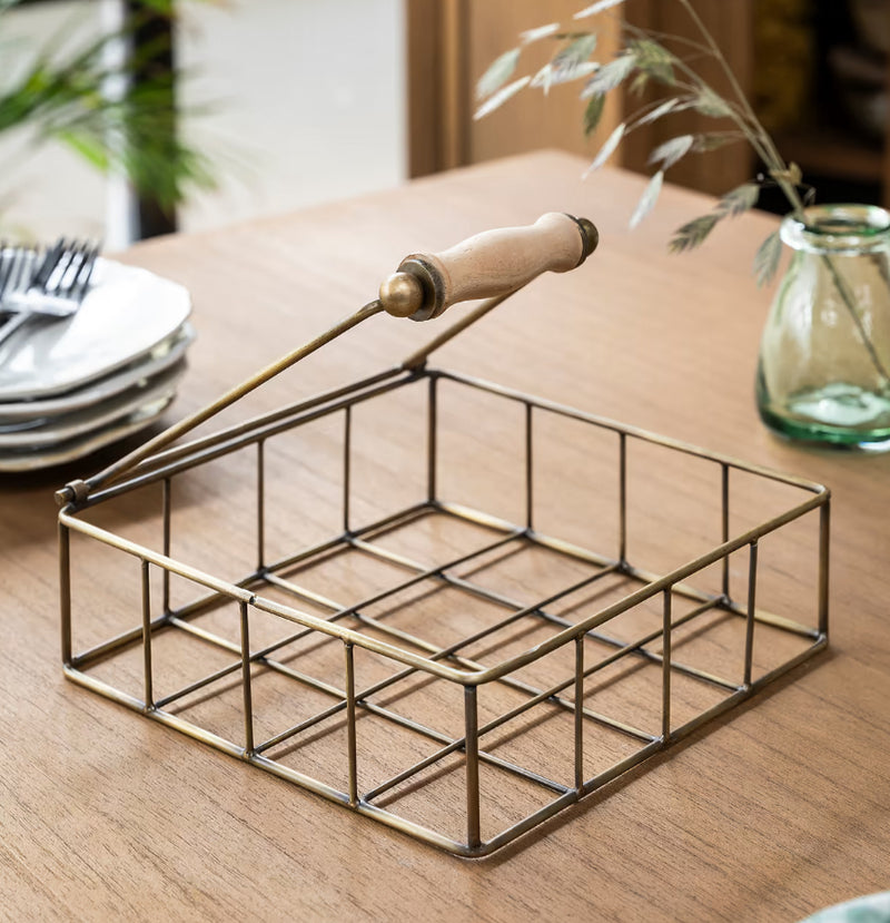 Brass metal napkin holder tray