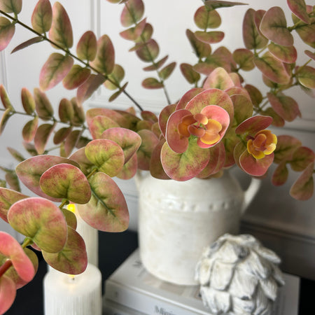 Dark pink/green tall eucalyptus stem 80cm