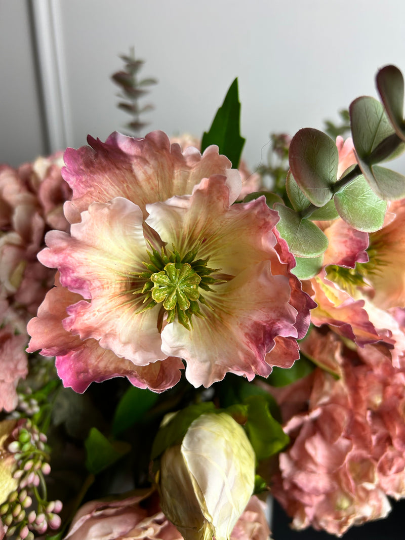 Arrangement 8 pink blush eucalyptus hydrangeas peony berry poppy