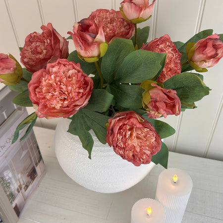 Dark pink dried touch ruffled peony stem 50cm