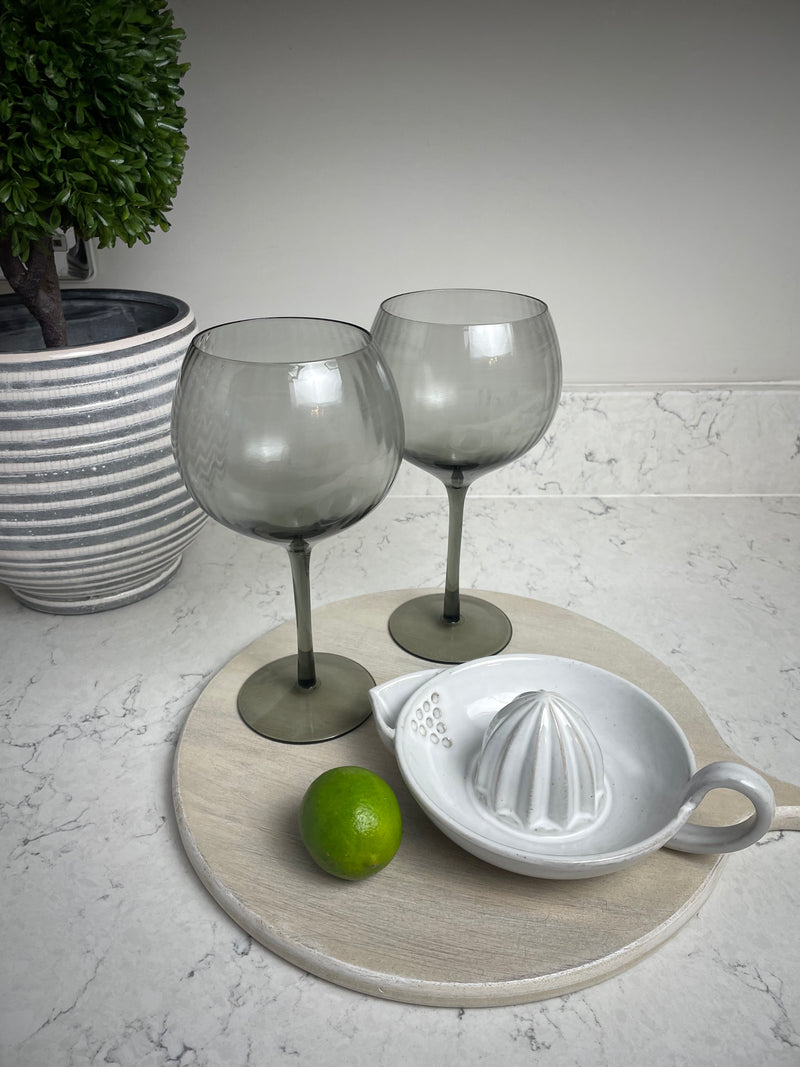 Set of 3 Berkeley smoked glass ribbed Gin Glasses