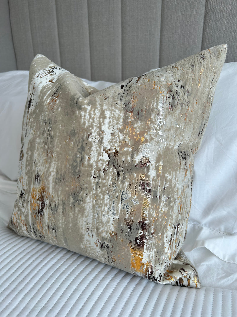 Torcello Natural Taupe beige Bronze Gold Feather Cushion 45cm & 56cm
