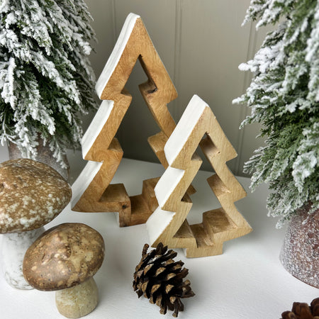 Chunky Standing Wooden Outline Christmas Tree, 2 Sizes