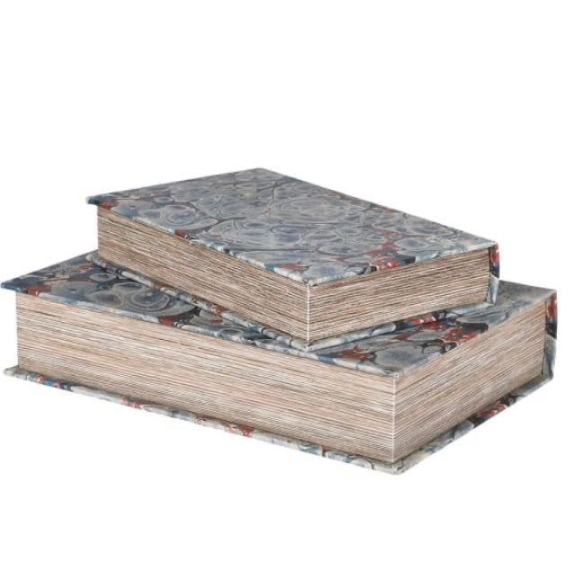 Set of Two Marble blues Water Effect Storage Books