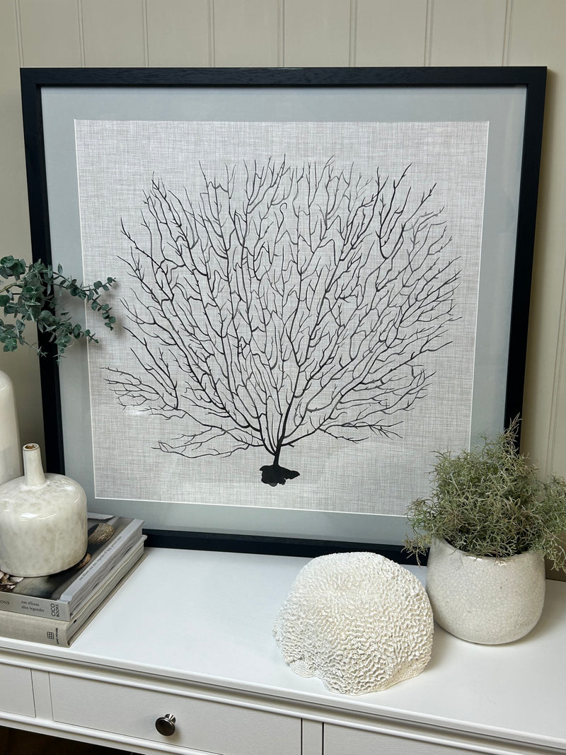 Tree coral art mounted black frame special order handmade 70cm