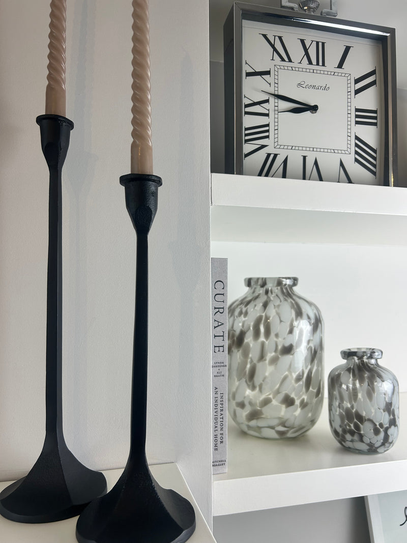 Mottled taupe white speckled glass vase 3 sizes
