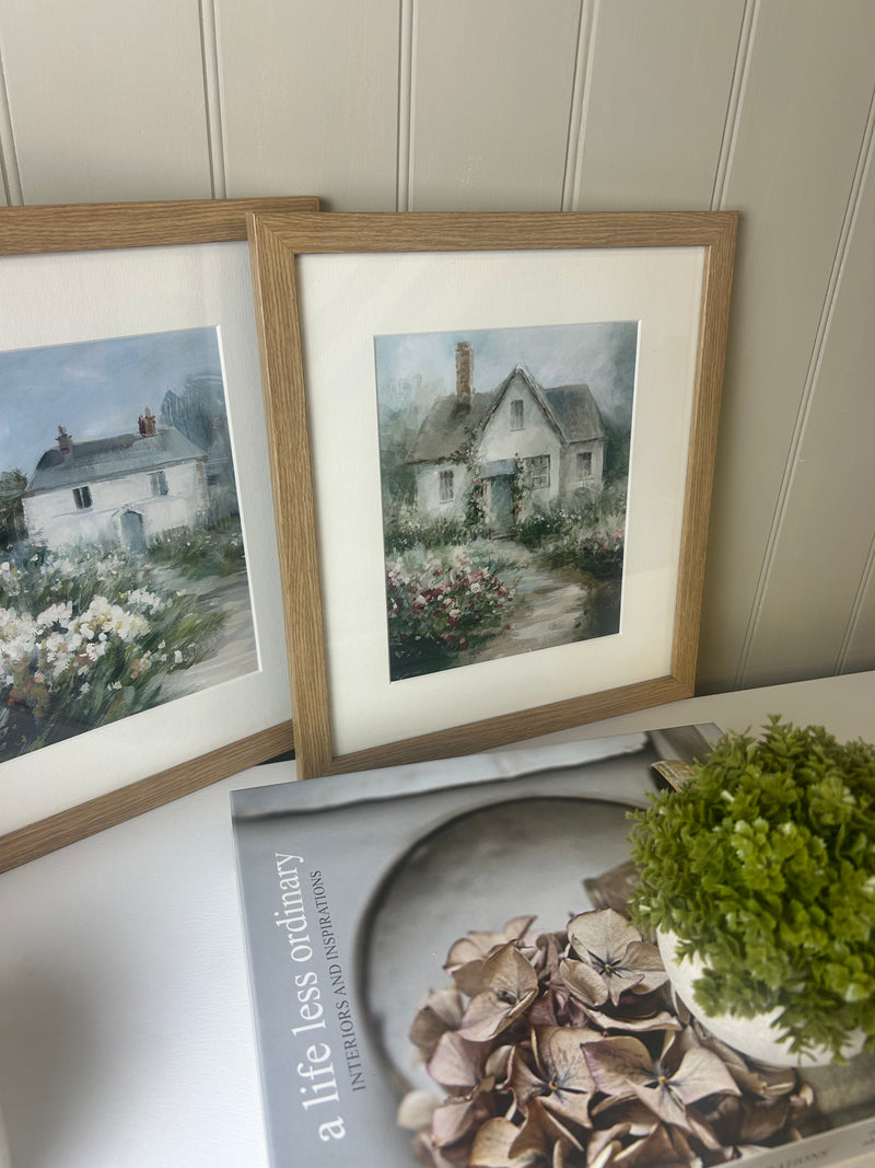 Country cottage framed glazed mounted wall art picture 2 styles
