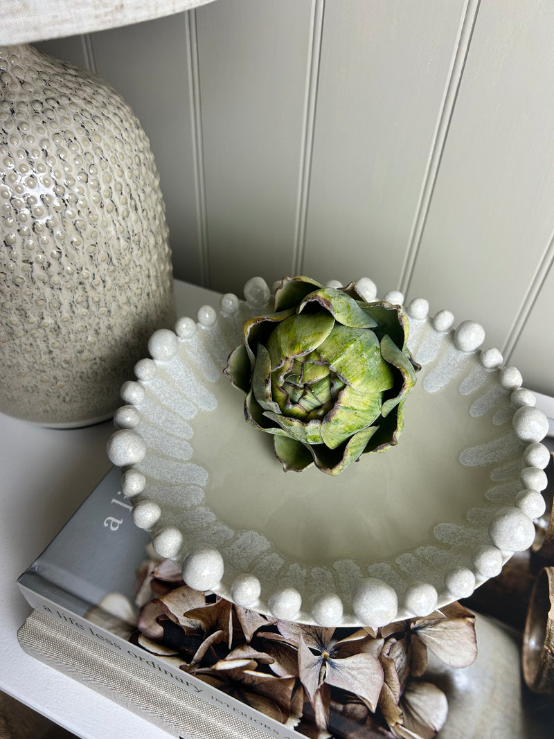 White ceramic dripped effect bobble bowl