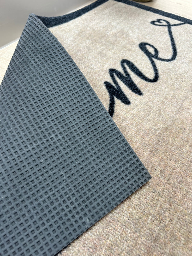 Home machine washable door mat rug cream black 50x75