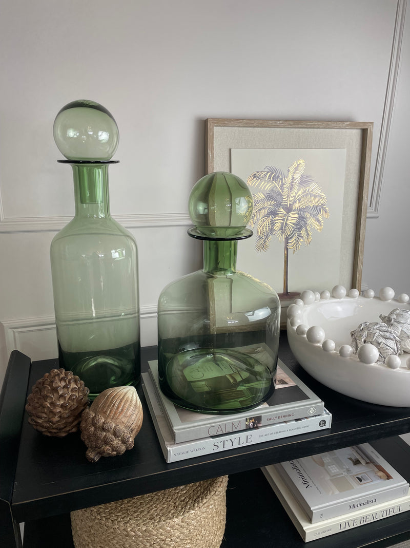 Large Tall Green Glass Apothecary Bottle