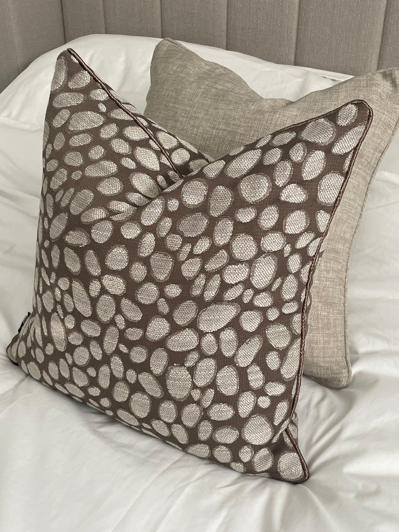 Taupe bronze champagne pebble textured cushion 43cm