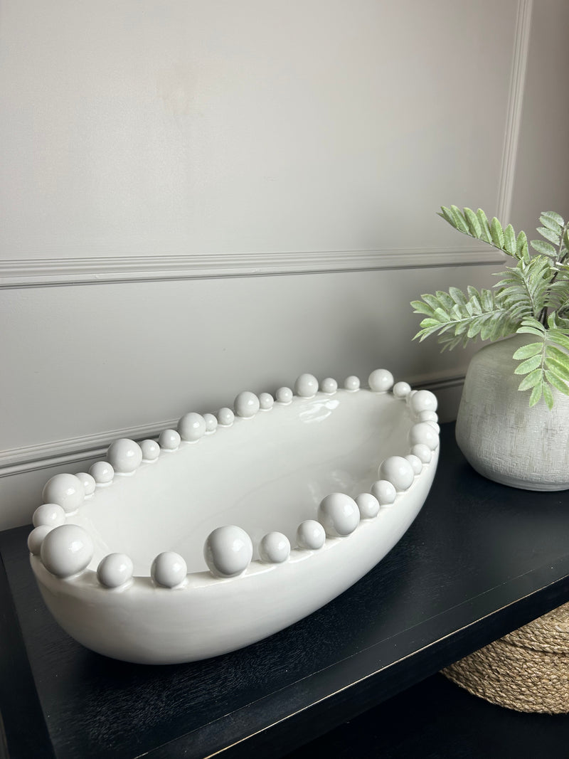 White large oval bobble bowl