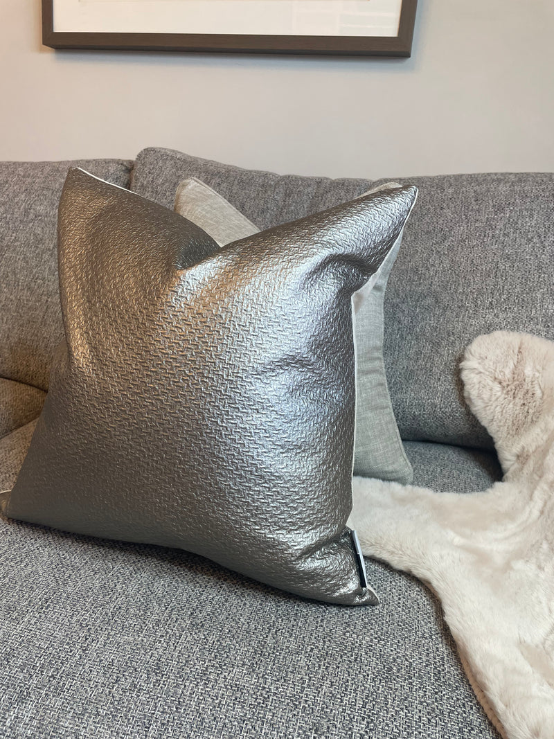 Bronze champagne metallic textured cushion