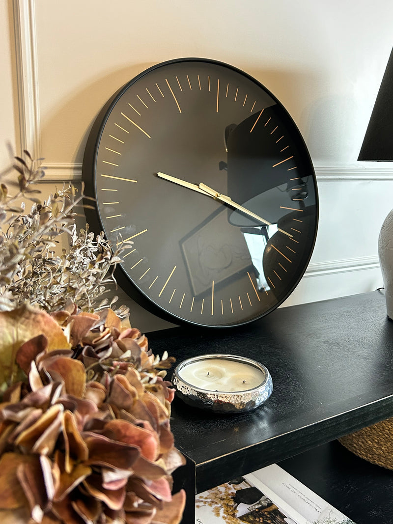 50cm black gold round modern clock