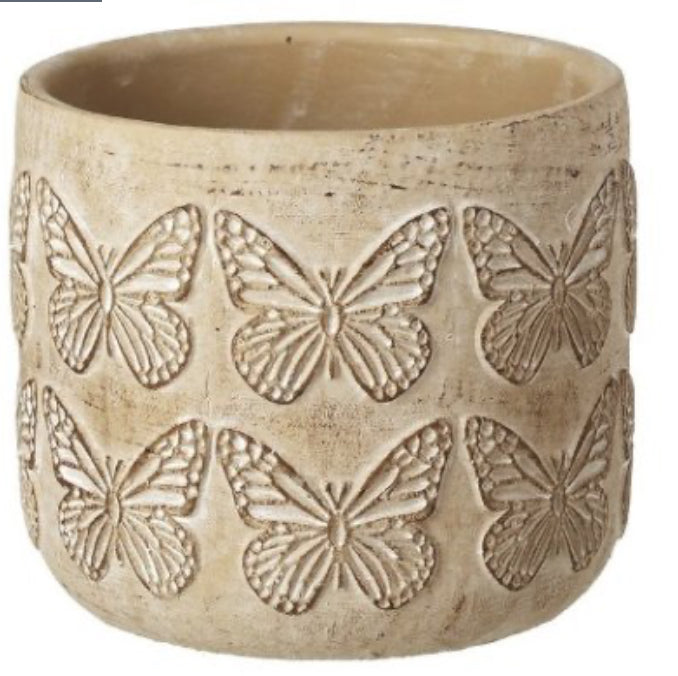 Embossed Butterfly Stone Plant Pot