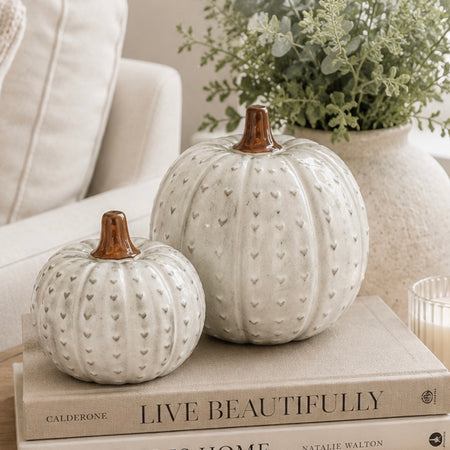 Patterned textured ceramic autumn Halloween pumpkin 2 sizes