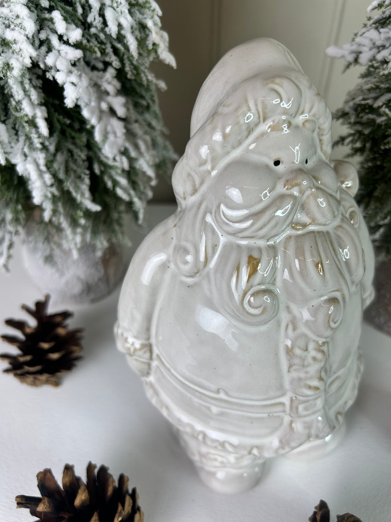 Large Rustic glaze Ceramic Yuletide Santa Ornament