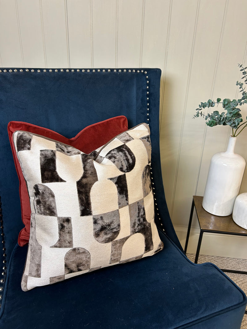 Paprika burnt red Matt Velvet Piped Edge Cushion 43cm