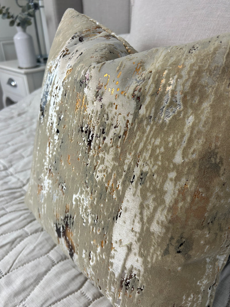Torcello Natural Taupe beige Bronze Gold Feather Cushion 45cm & 56cm