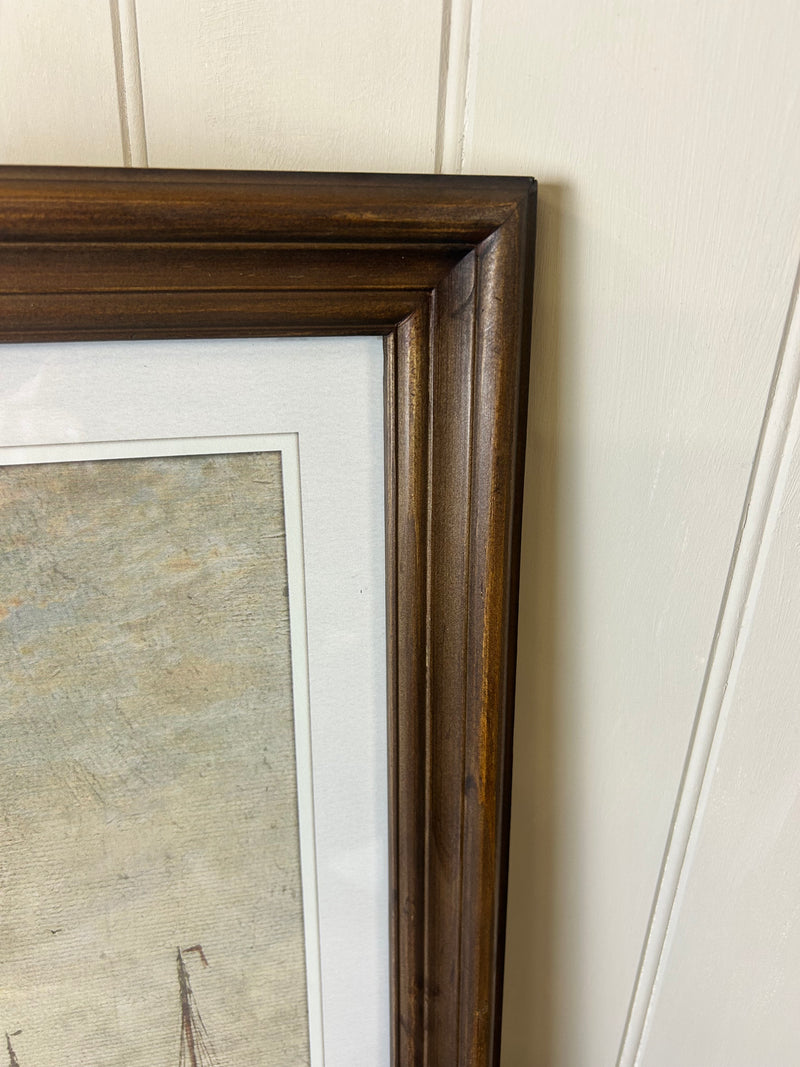 Dark framed wood ship print picture 2 styles