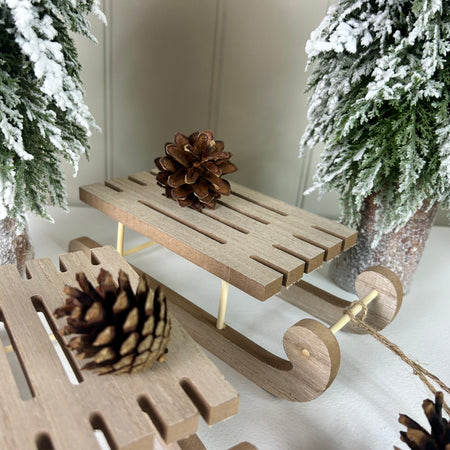 Wooden Festive Sleigh Decoration, 2 sizes
