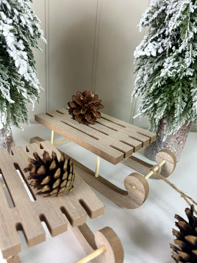 Wooden Festive Sleigh Decoration, 2 sizes