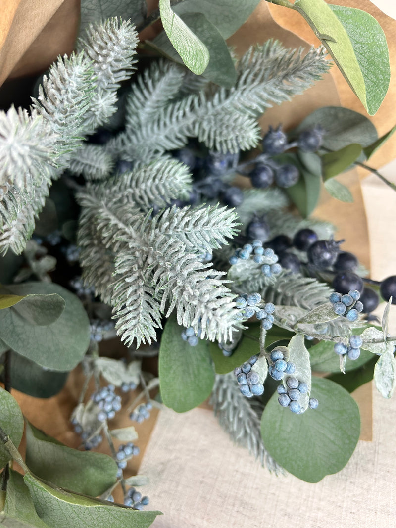 Festive Green eucalyptus foliage and berry arrangement 70cm