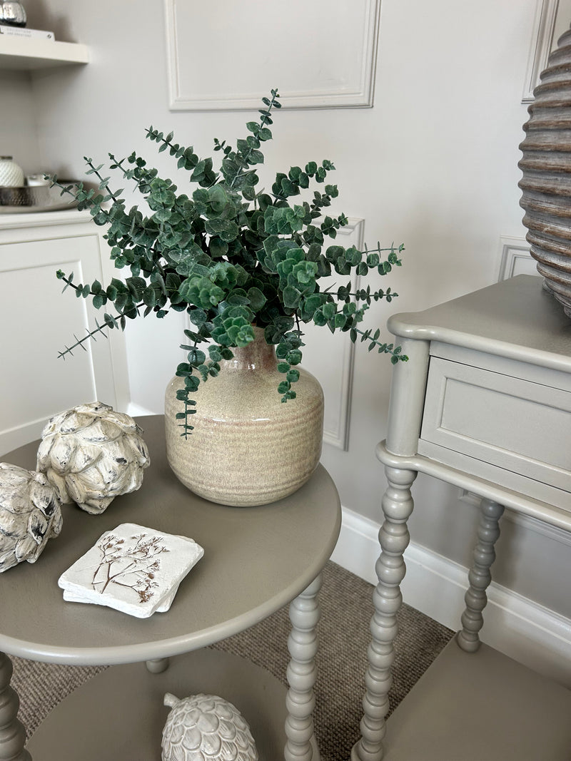 Ceramic textured neutral bottle squat vase
