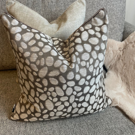 Taupe bronze champagne pebble textured cushion 43cm