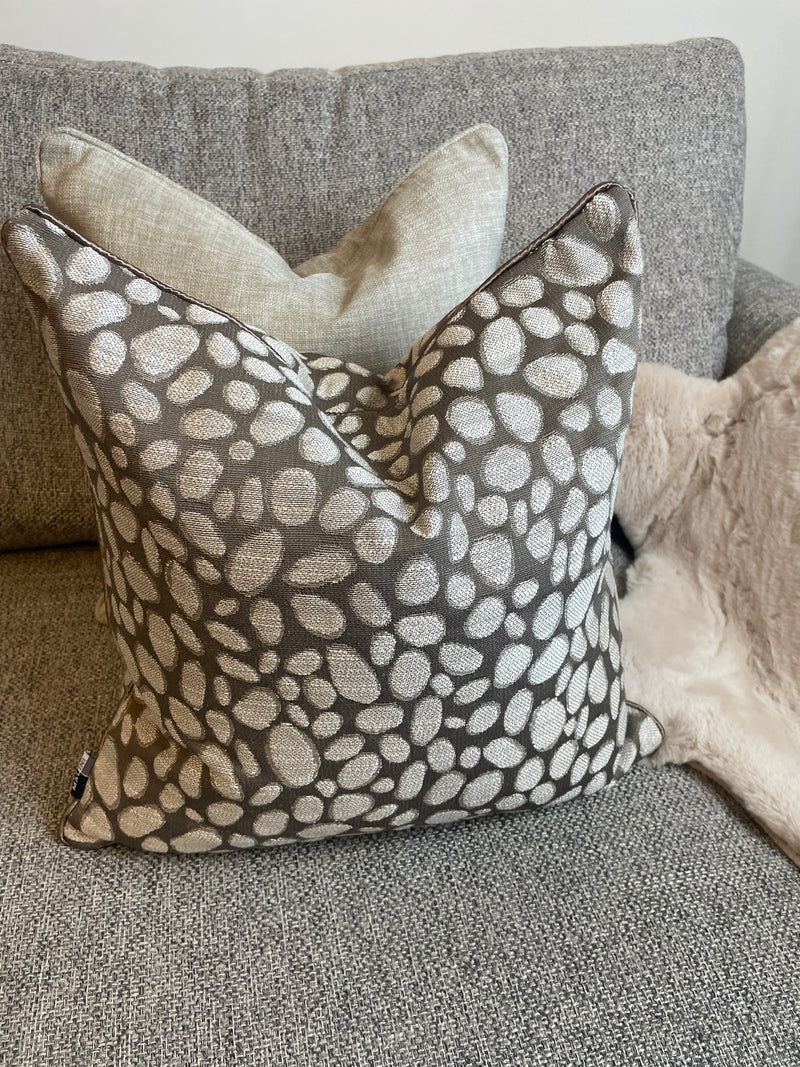 Taupe bronze champagne pebble textured cushion 43cm