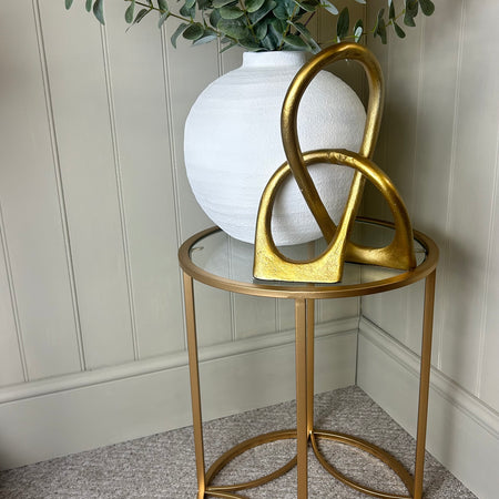 Gold glass round side table