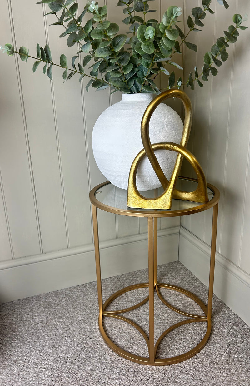 Gold glass round side table