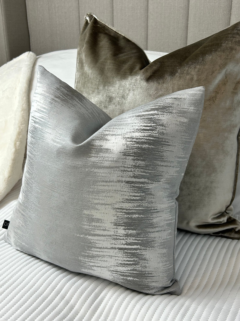 Equinox Natural grey Zig Zag Feather Filled Cushion 43cm x 43cm