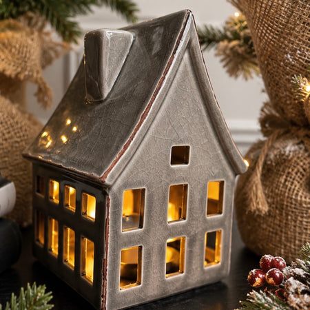 Grey ceramic crackle glaze house