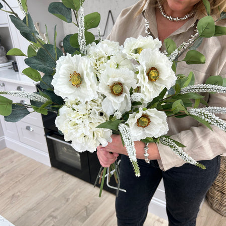 Mixed white green bouquet arrangement