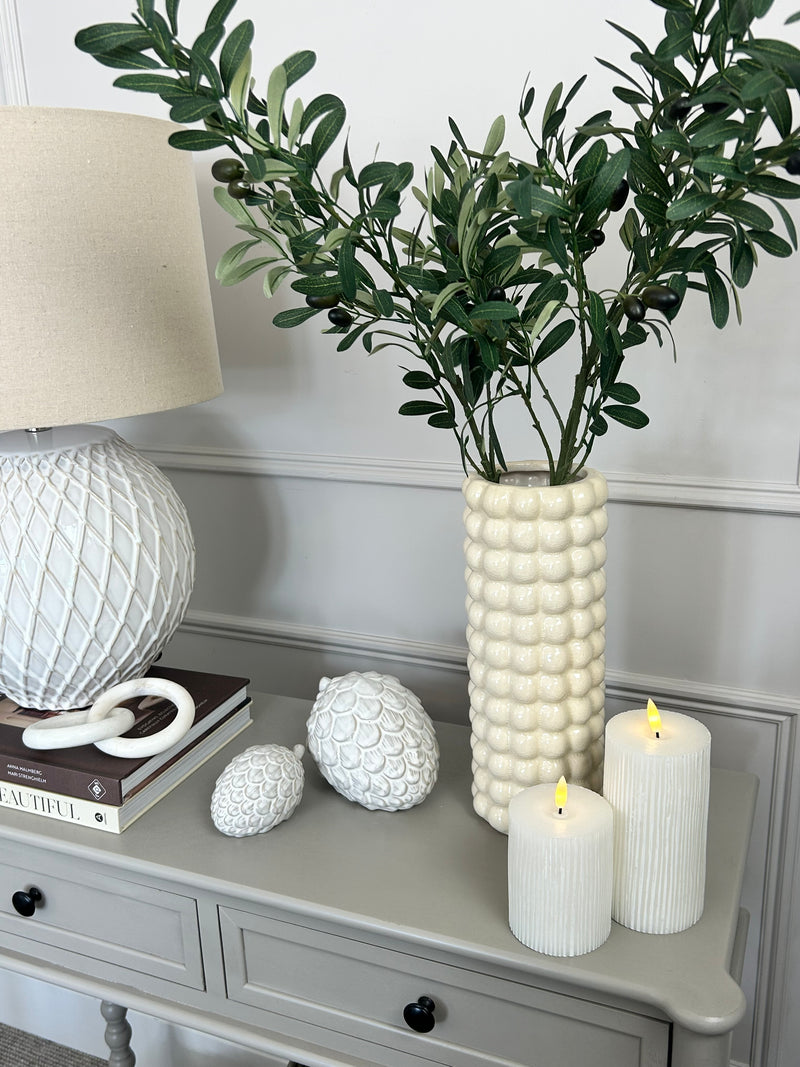 Cream bobble tall ceramic vase