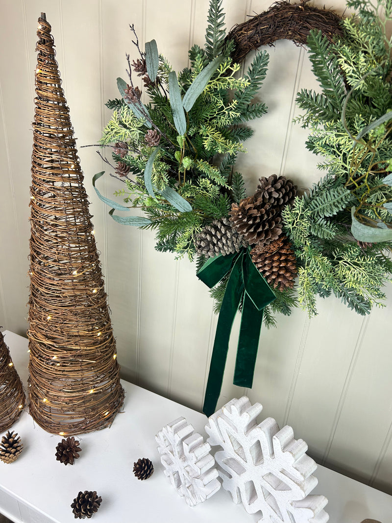Pine Foliage Bow Wreath 60cm