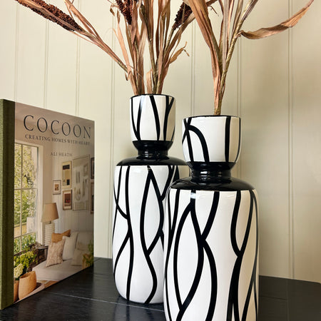 Black and white abstract vase 2 sizes