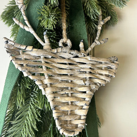 Hanging wicker reindeer stag head
