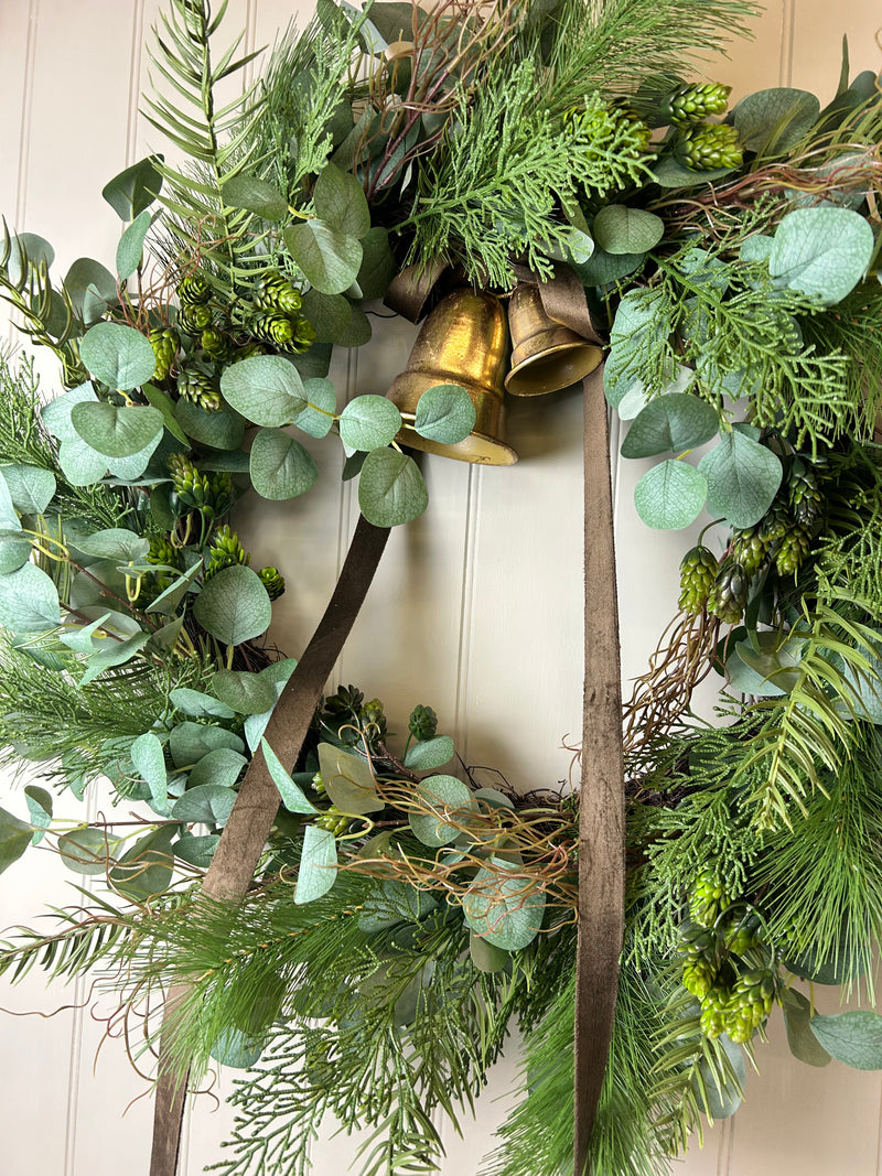 Extra Large Mixed foliage Green leaf & Fir Foliage Wreath 80cm