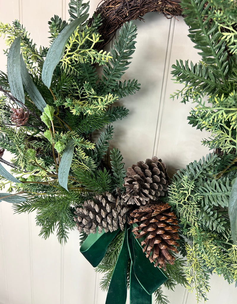 Pine Foliage Bow Wreath 60cm