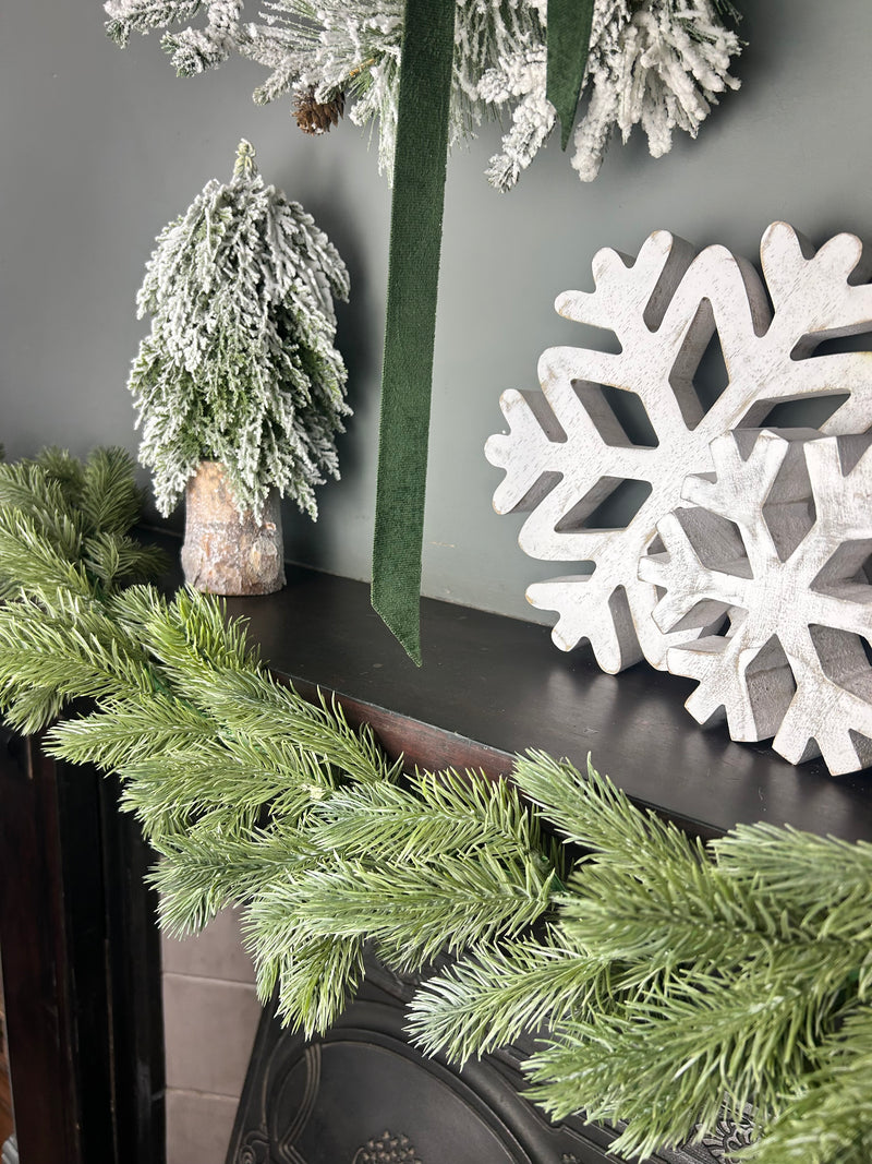 Flocked spruce Norfolk  long full garland 175cm