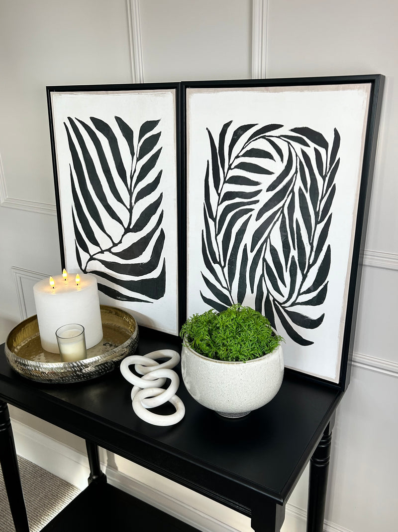 Set of two modern black and white leaf prints