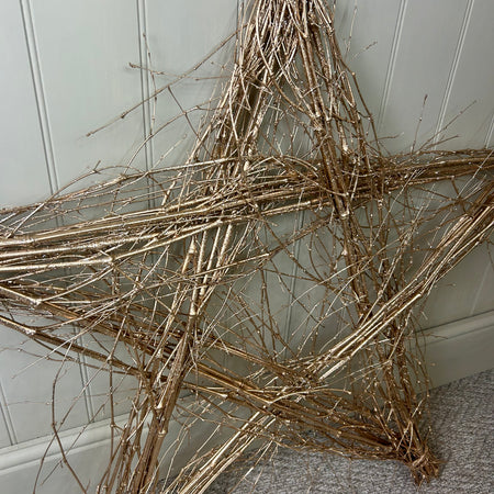 Extra large Champagne gold twig rustic wicker Bamboo Star