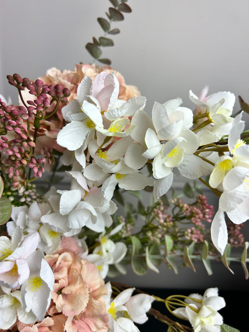 Arrangement 10 blush eucalyptus hydrangeas blossom and berry stems