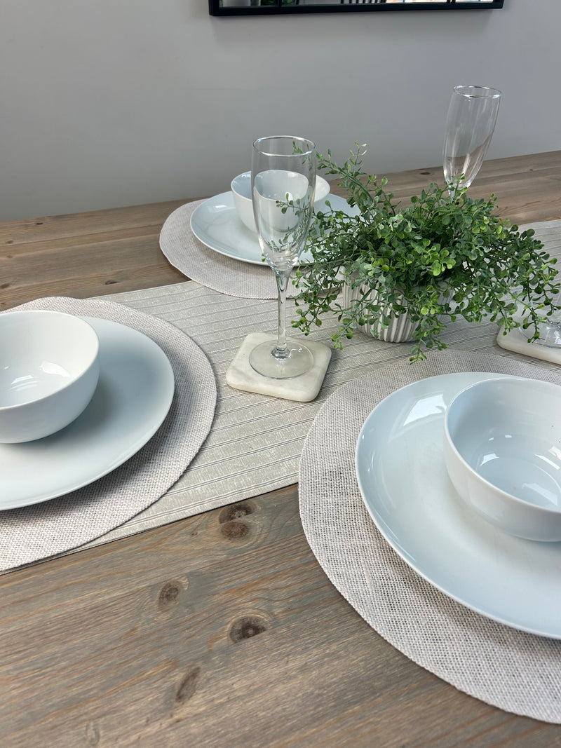Set of 4 Off White Round Jute placemats