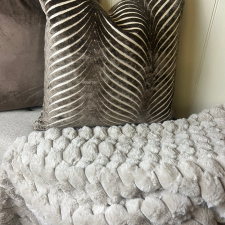 Paul Moneypenny Koochikoo Textured Faux Fur Throws 130x170cm 2 colours green taupe brown